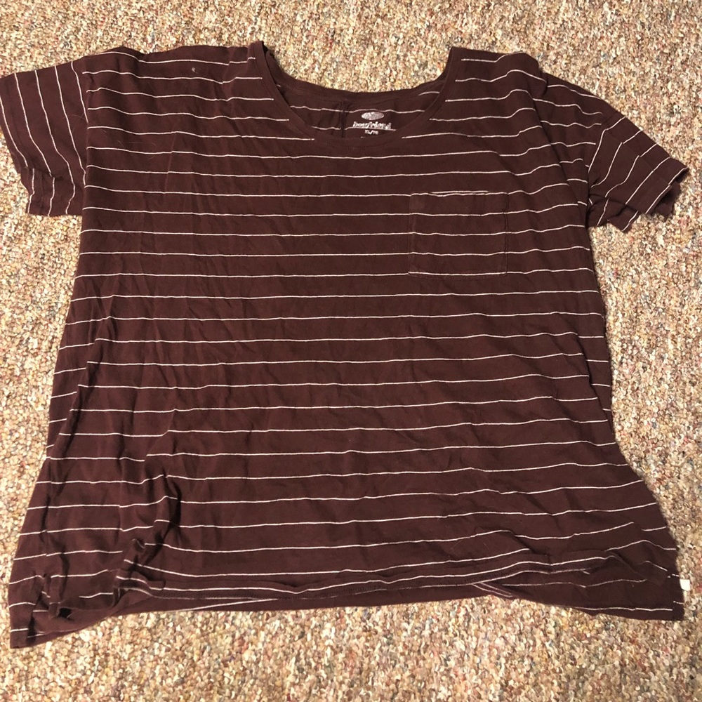 maroon and white stripe shirt